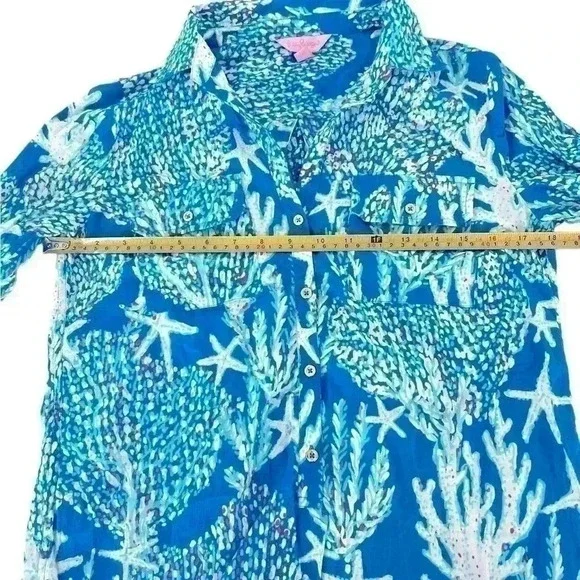 Lilly Pulitzer Captiva Tunic Brewster Blue Good Reef Tunic - Picture 8 of 10